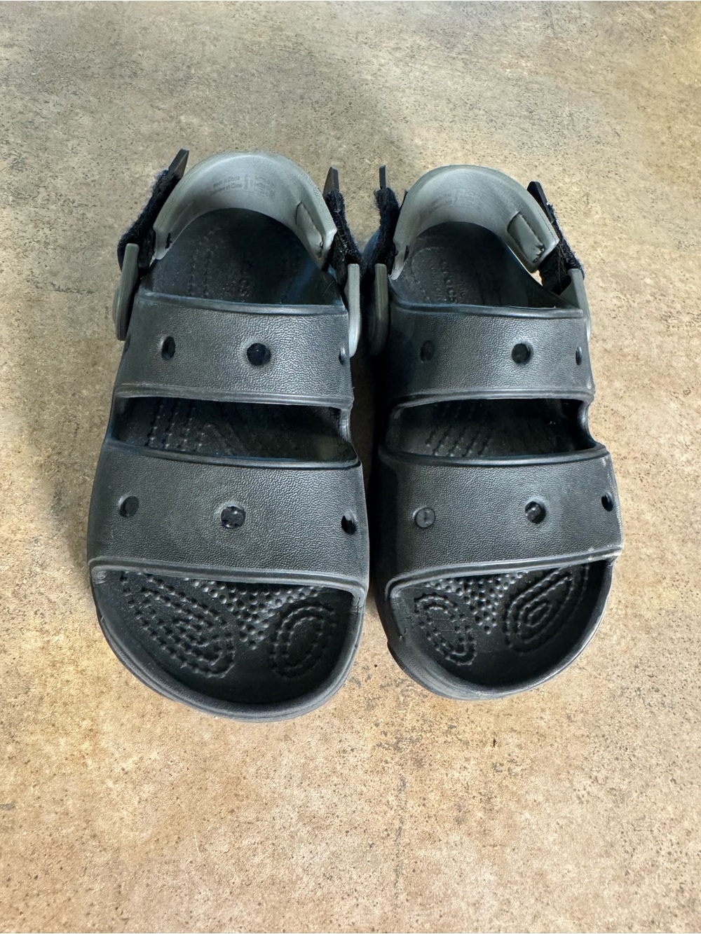 CROCS Kids Classic All Terrain Black Velcro-Back Sandals Boys Size 12